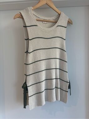 Mus & Bombon Barcelona Ethical Fashion Linen Blend Knit Sleeveless Tie Tank M